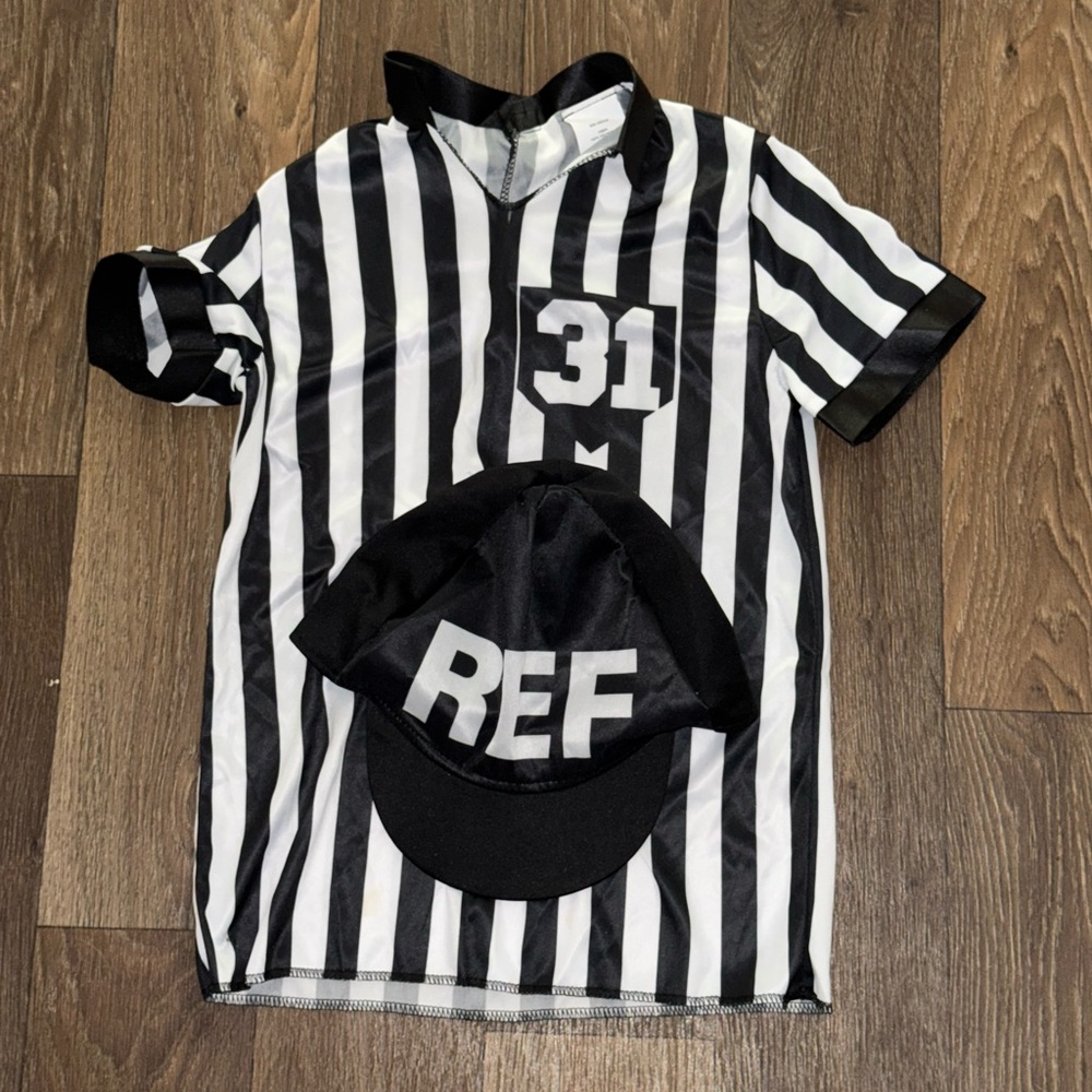Kids' Referee Costume Hat and Shirt Size Medium